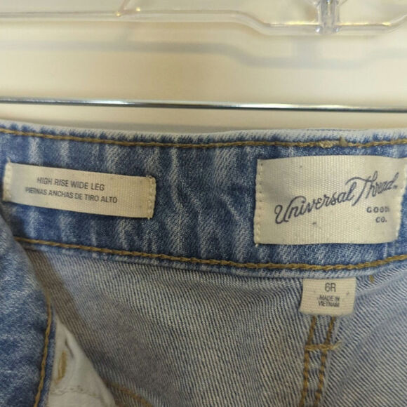 Retro Utility Streetwear High-rise Wide Straight Leg Raw Hem Jeans 6R - Picture 6 of 8